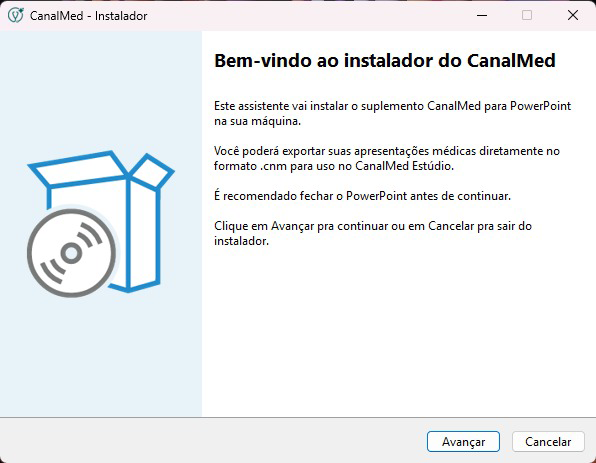 Print 3: tela "Bem-vindo ao instalador do CanalMed"