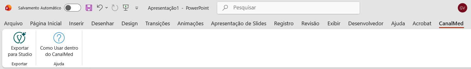 Print 7: botão "Exportar para Studio" na aba CanalMed sendo clicado