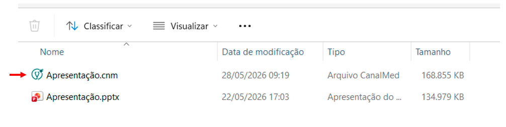 Print 9: arquivo .cnm aparecendo no Explorador do Windows com ícone customizado do CanalMed